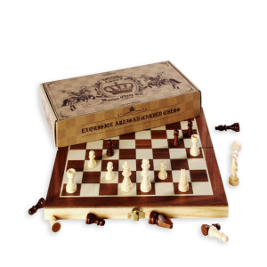 Juego de ajedrez plegable de madera con almacenamiento ASNEY