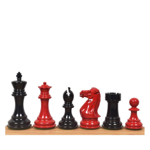 Piezas de ajedrez de Madera ponderadas pintadas en Rojo y Negro (1)